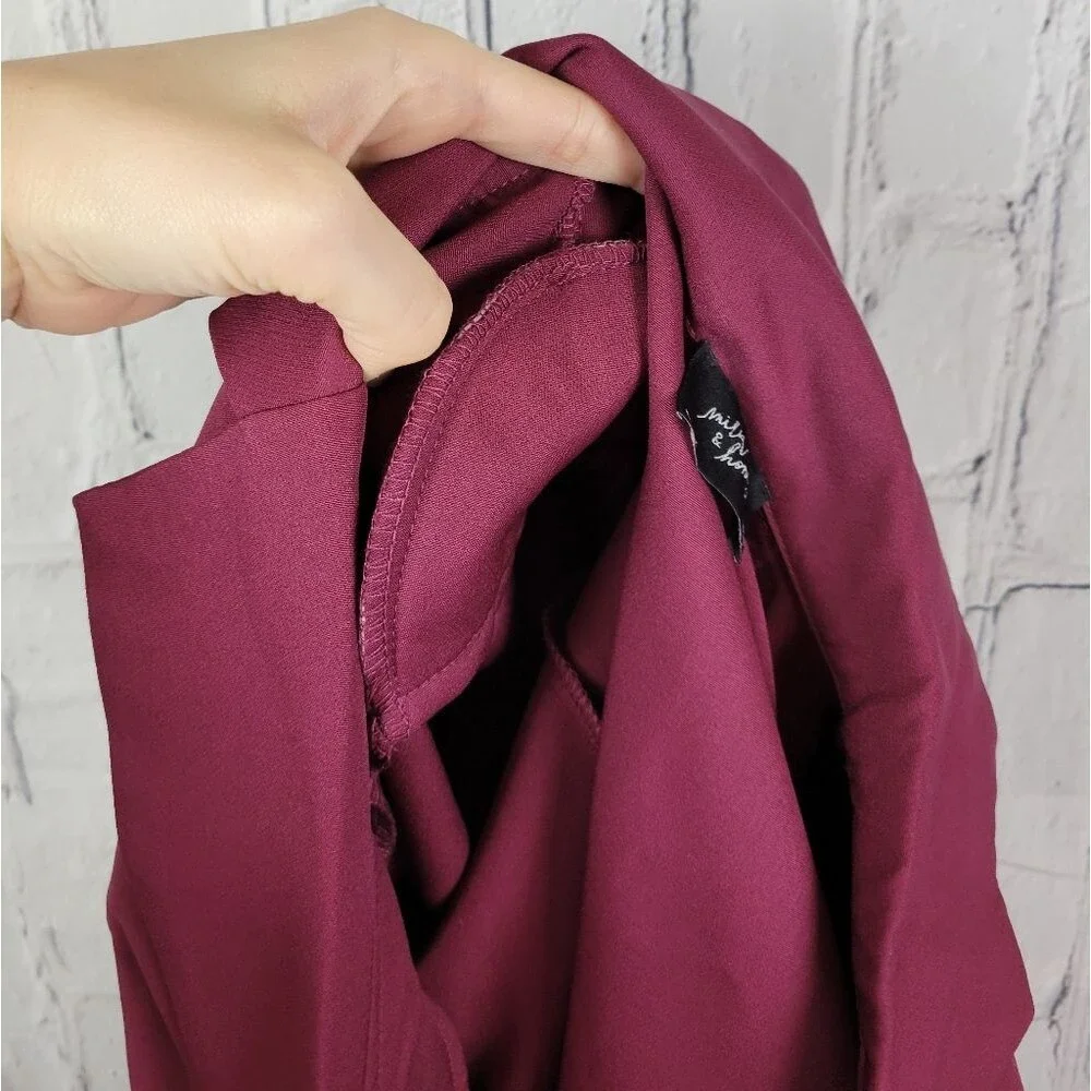 Milk & Honey burgundy red long sleeve belted wrap short blazer dress - Picture 10 of 10